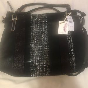 Jessica Simpson NWT Black Tweed and Sequin Handbag
